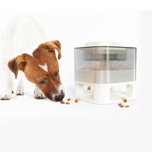 Load image into Gallery viewer, Dog Food/Treats Dispensing Container Toy | Interactive Pet Toy | Slower Feeder with Press Button, White