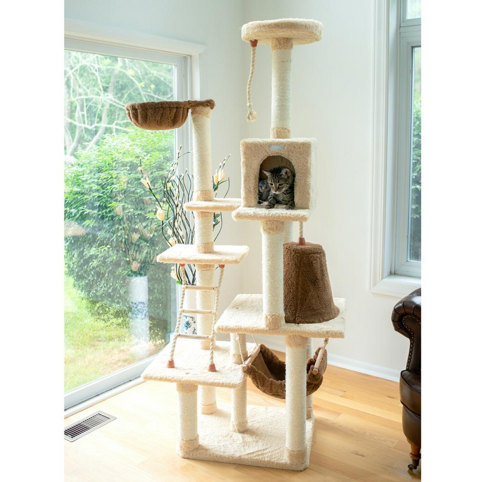 Armarkat Real Wood Cat Climber Play House, X7805 Cat furniture With Playhouse,Lounge Basket
